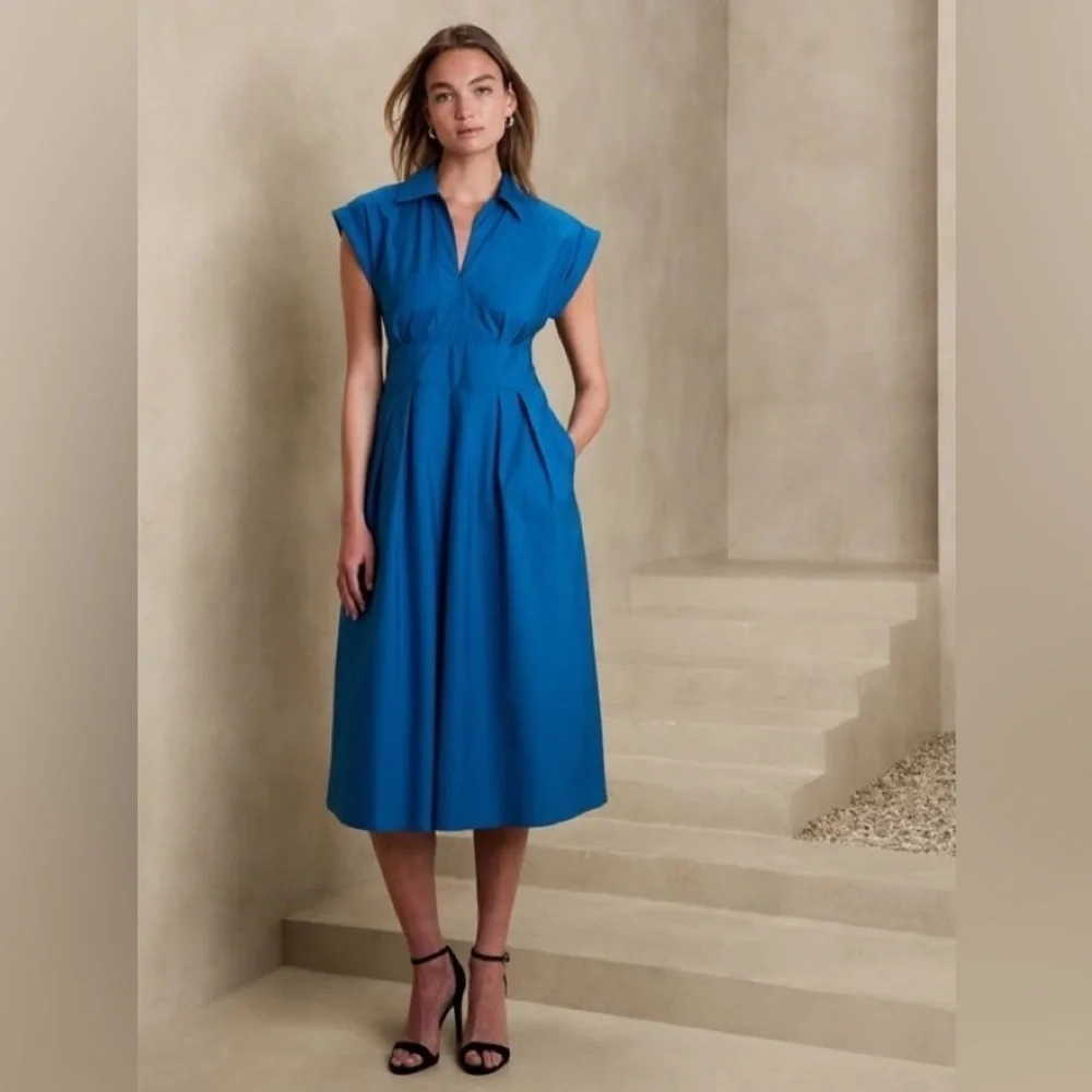 banana republic blue pleated dress Chiffon Pleated Maxi Dress